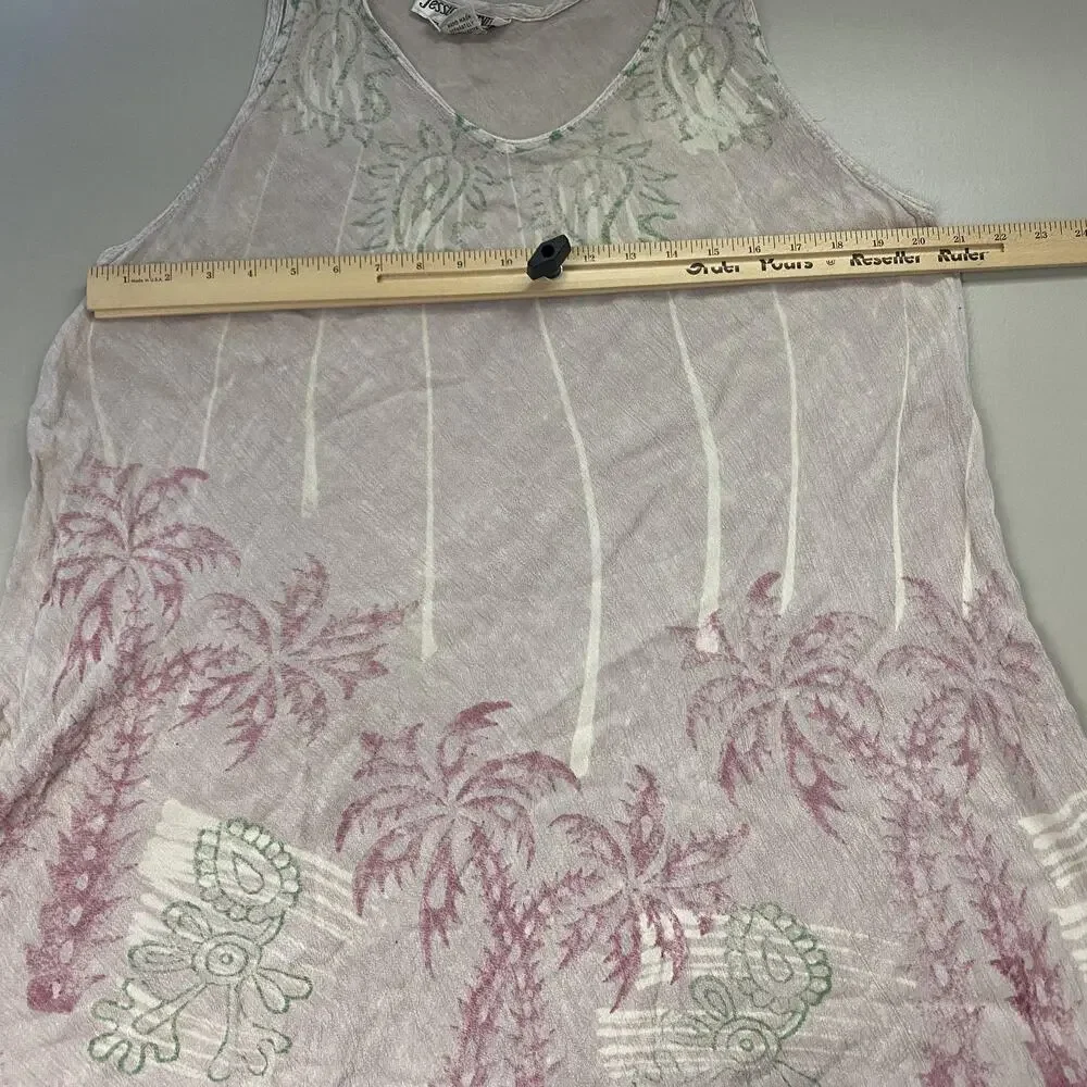 Vintage Jessica Taylor Dress 2X Beige Paisley Tropical Coastal Beachy Grunge Y2K - Picture 6 of 11